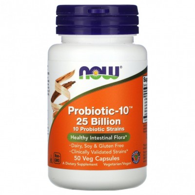 Now Foods Probiotic-10 25 Billion - Пробиотик 10 штаммов 25 млрд КОЕ 50 капсул