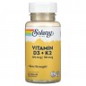 Solaray Vitamin D3 + K2 125 mcg (5000 IU) | 50 mcg - Витамин D3 + K2 5000 МЕ | 50 мкг