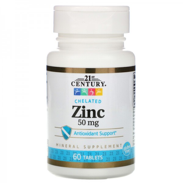 21st Century Zinc Chelated 50 mg - Цинк Хелатный 60 таблеток