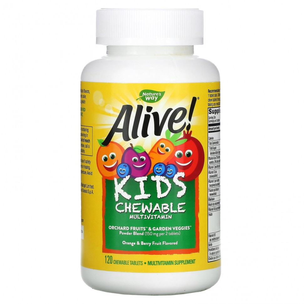 Nature's Way Alive! Kid's Chewable Multivitamin Orange & Berry - Детский Комплекс Витаминов и Минералов 120 жевательных таблеток