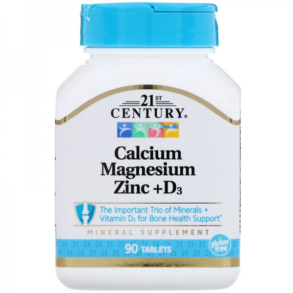 21st Century Calcium Magnesium Zinc + D3 - Кальций Магний Цинк + Витамин D3 90 таблеток \ до 09.2024