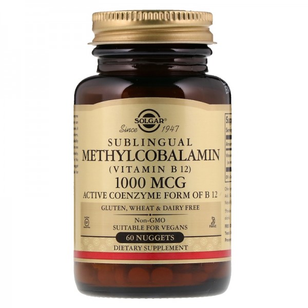 Solgar Sublingual Methylcobalamin (Vitamin B12) 1000 mcg - Метилкобаламин (Витамин В12) 60 пастилок \ до 10.2024