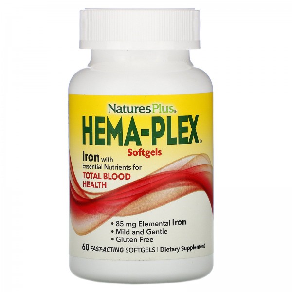 NaturesPlus Hema-Plex Fast-Acting - Комплекс с Железом 60 капсул быстрого действия