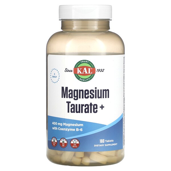 KAL Magnesium Taurate+ 400 mg with Coenzyme B-6 - Магния Таурат+ c Витамином B6 (P-5-P)