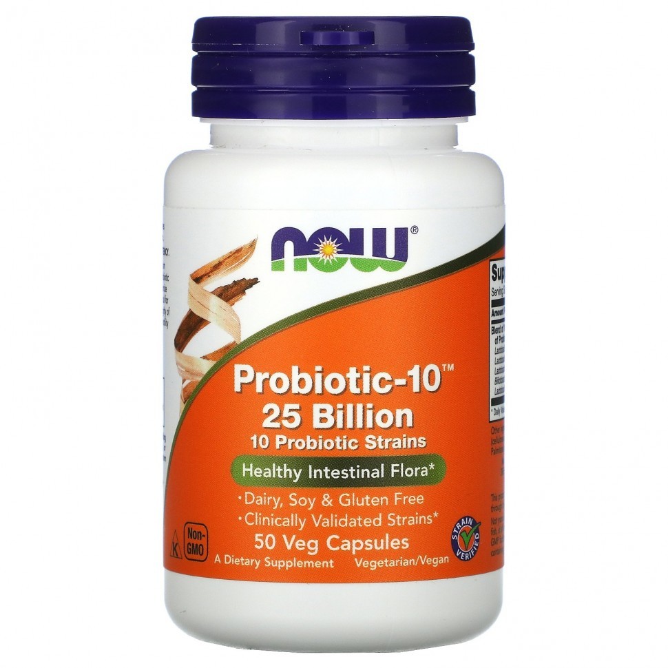 Now Foods Probiotic-10 25 Billion - Пробиотик 10 штаммов 25 млрд КОЕ 50 капсул