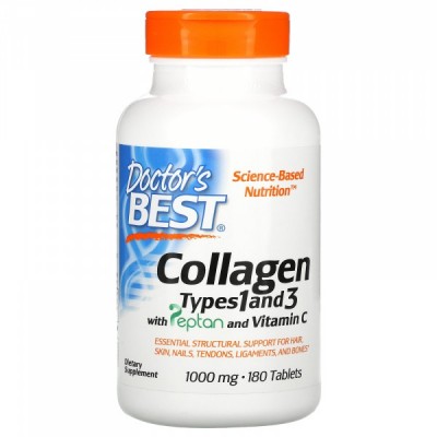 Doctor's Best Collagen Types 1 and 3 with Vitamin C 1000 mg  - Коллаген Тип 1 и 3 с Витамином С 180 таблеток