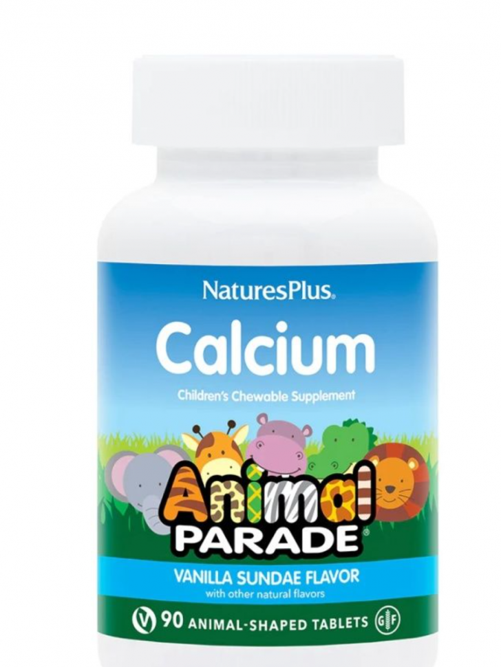 Nature's Plus Animal Parade Calcium Vanilla Sundae Flavor 90 жевательных таблеток в форме животных