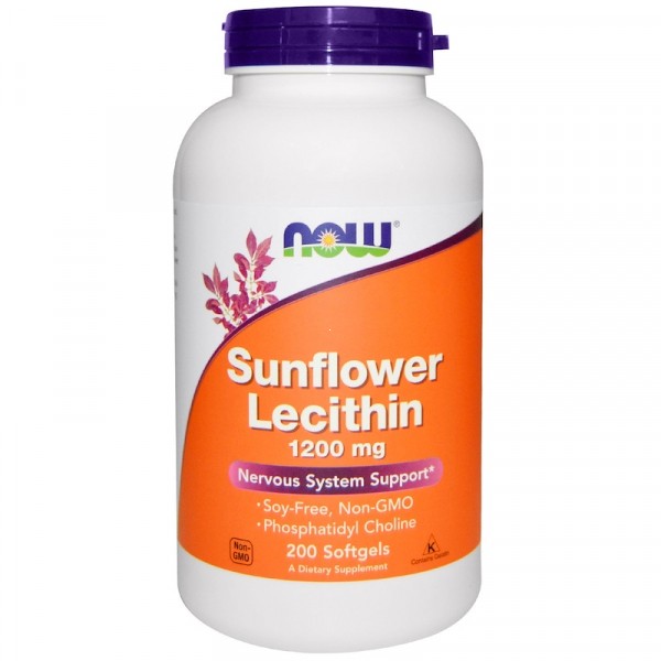 Now Foods Sunflower Lecithin 1200 mg - Подсолнечный Лецитин 200 капсул