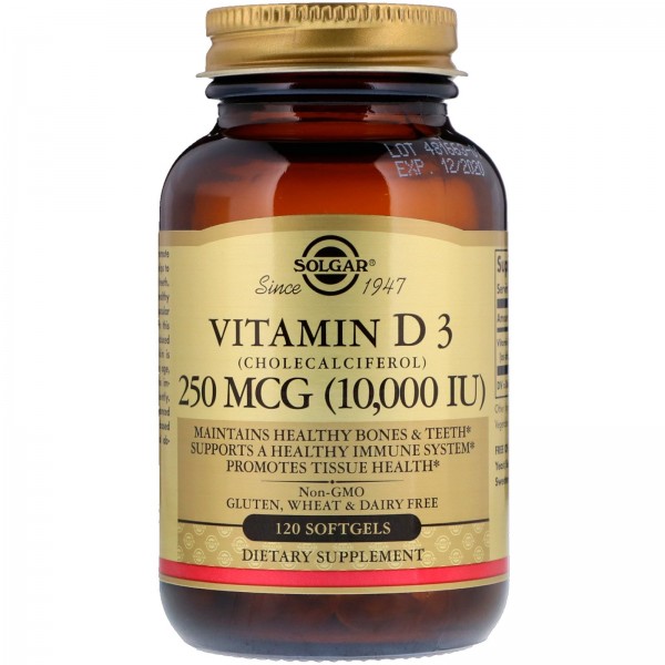 Solgar Vitamin D3 250 mcg (10000 IU) - Витамин D3 10000 МЕ 120 мягких капсул