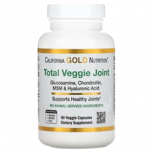 California Gold Nutrition, Total Veggie Joint Support Formula - Глюкозамин, Хондроитин, МСМ и Гиалуроновая Кислота 90 капсул \ до 09.2024