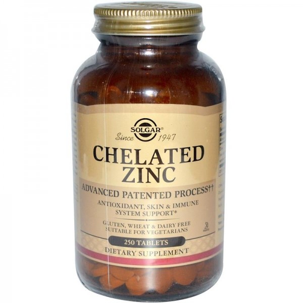 Solgar Chelated Zinc - Хелат Глицината Цинка 250 таблеток