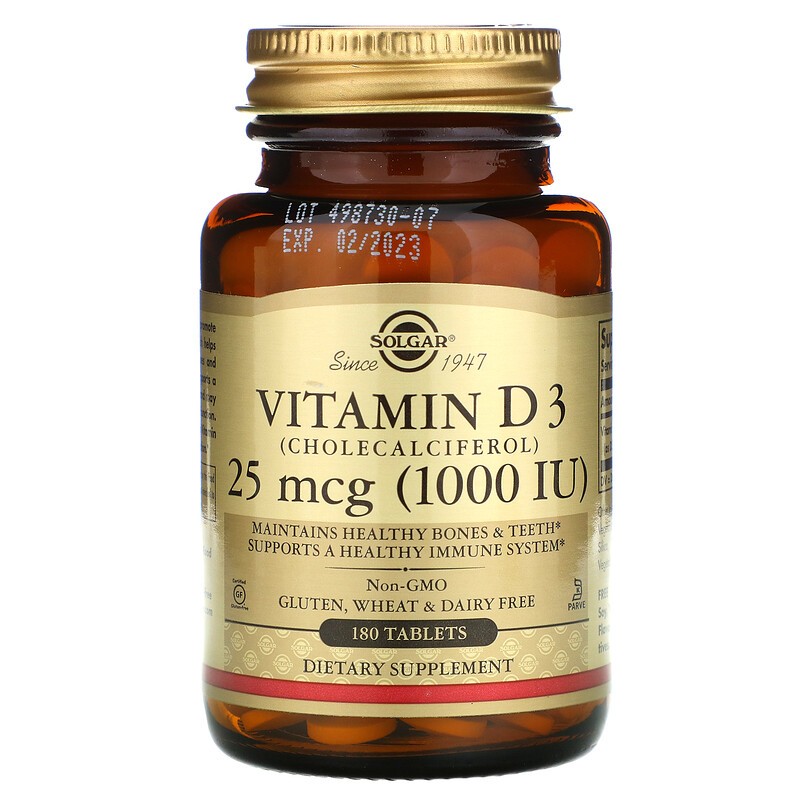 Solgar Vitamin D3 25 mcg (1000 IU) 180 таблеток