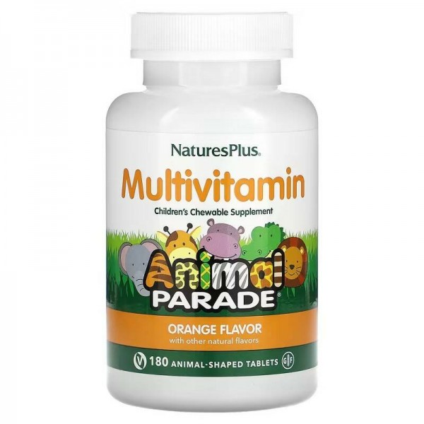 NaturesPlus Animal Parade Multivitamin - Детский Комплекс Витаминов и Минералов (Апельсин) 180 жевательных таблеток \ до 10.2025