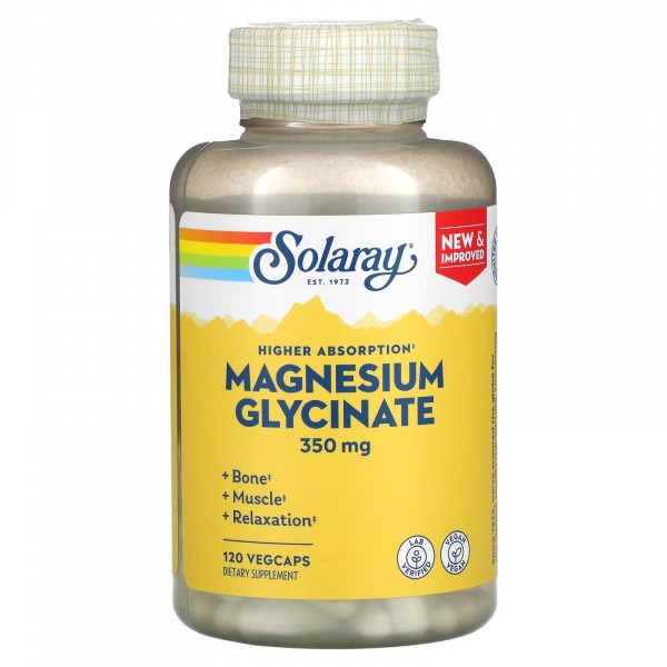 Solaray Magnesium Glycinate 350 mg Higher Absorption - Глицинат Магния Высокой Абсорбции 