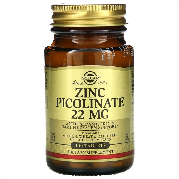Solgar Zinc Picolinate 22 mg - Цинк Пиколинат 100 таблеток \ до 09.2024