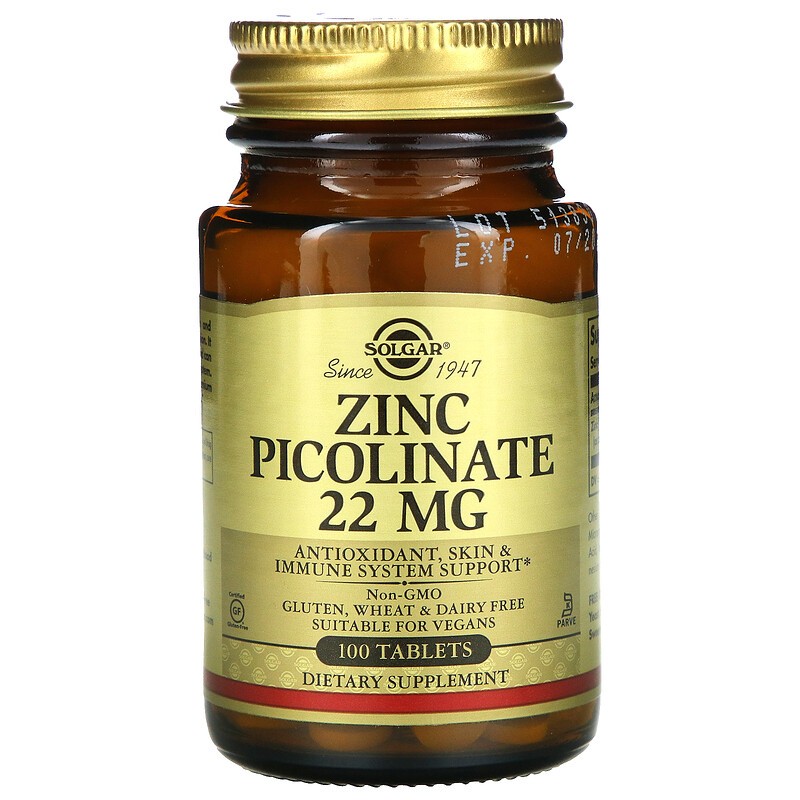 Solgar Zinc Picolinate 22 mg - Цинк Пиколинат 100 таблеток
