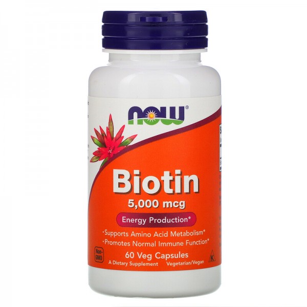 Now Foods Biotin 5000 mcg - Биотин 60 капсул 