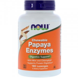 Now Foods Papaya Enzymes Chewable - Энзимы (Ферменты) Папайи 180 пастилок \ до 03.2025