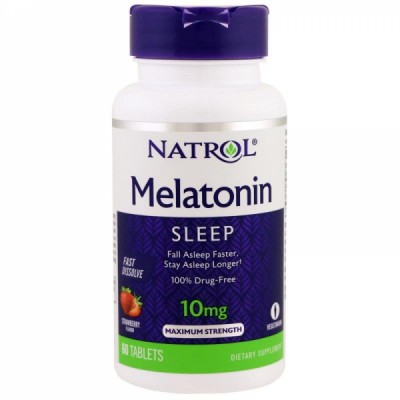 Natrol Melatonin 10 mg Fast Dissolve Strawberry - Мелатонин Бысторастворимый со Вкусом Клубники 60 таблеток