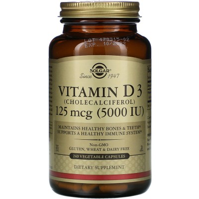 Solgar Vitamin D3 125 mcg (5000 IU) 240 растительных капсул