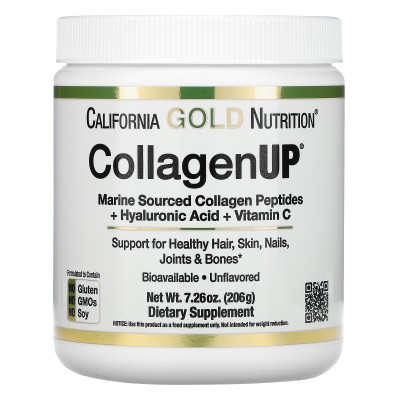 California Gold Nutrition CollagenUP 5000 mg - Гидролизованный Морской Коллаген с Гиалуроновой Кислотой и Витамином С