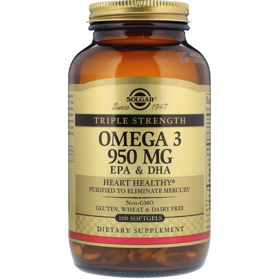 Solgar Omega 3 950 mg EPA & DHA Triple Strength - Тройная Омега 3
