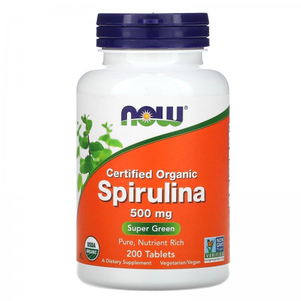 Now Foods Spirulina 500 mg - Сертифицированная Органическая Спирулина