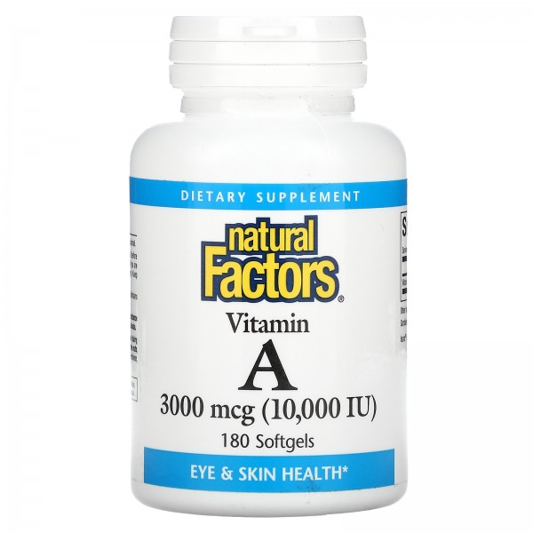 Natural Factors Vitamin A 3000 mcg (10000 ME) 180 мягких капсул