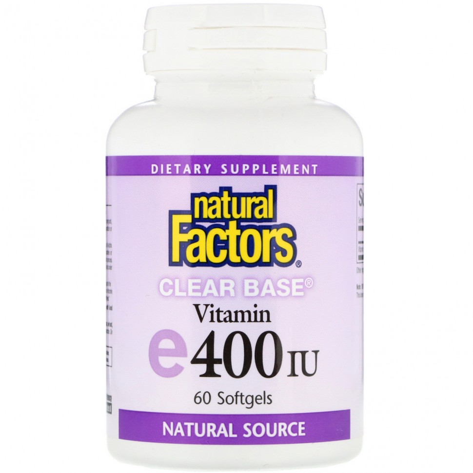 Natural Factors Clear Base Vitamin E 400 ME 60 мягких капсул