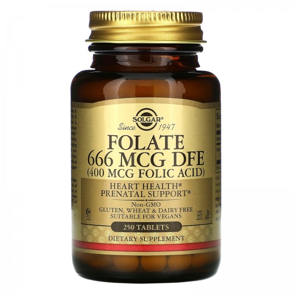 Solgar Folate 666 mcg DFE (400 mcg Folic Acid) - Фолат 250 таблеток