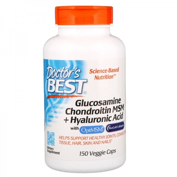 Doctor's Best Glucosamine Chondroitin MSM + Hyaluronic Acid - Глюкозамин Хондроитин МСМ + Гиалуроновая Кислота 150 капсул 