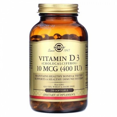 Solgar Vitamin D3 10 mcg (400 IU) 250 мягких капсул