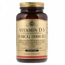 Solgar Vitamin D3 25 mcg (1000 IU) 250 мягких капсул