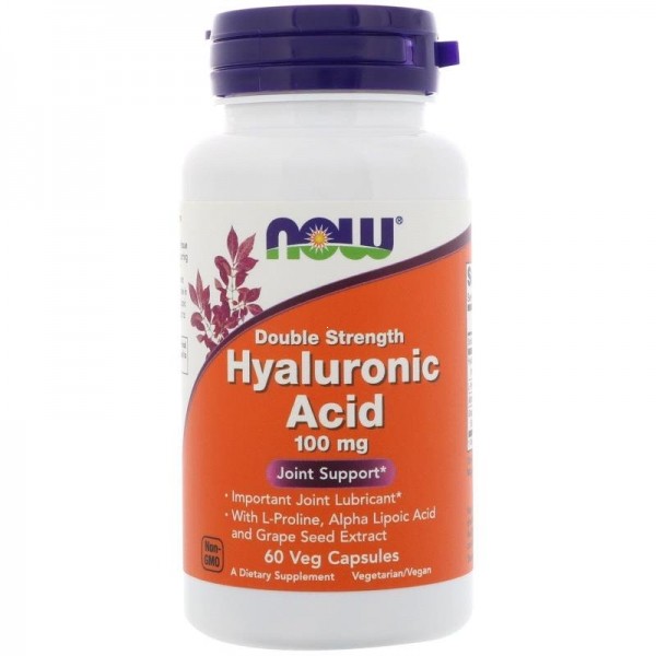Now Foods Hyaluronic Acid 100 mg - Гиалуроновая Кислота 60 капсул