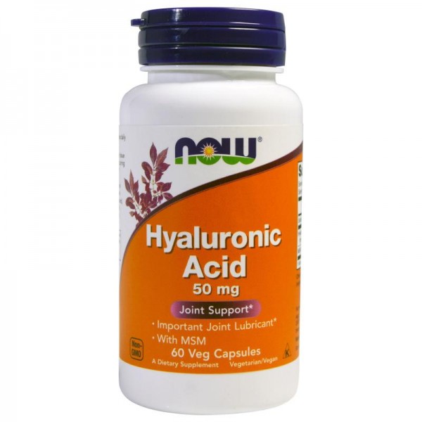 Now Foods Hyaluronic Acid 50 mg with MSM - Гиалуроновая Кислота c МСМ 60 капсул \ до 05.2024